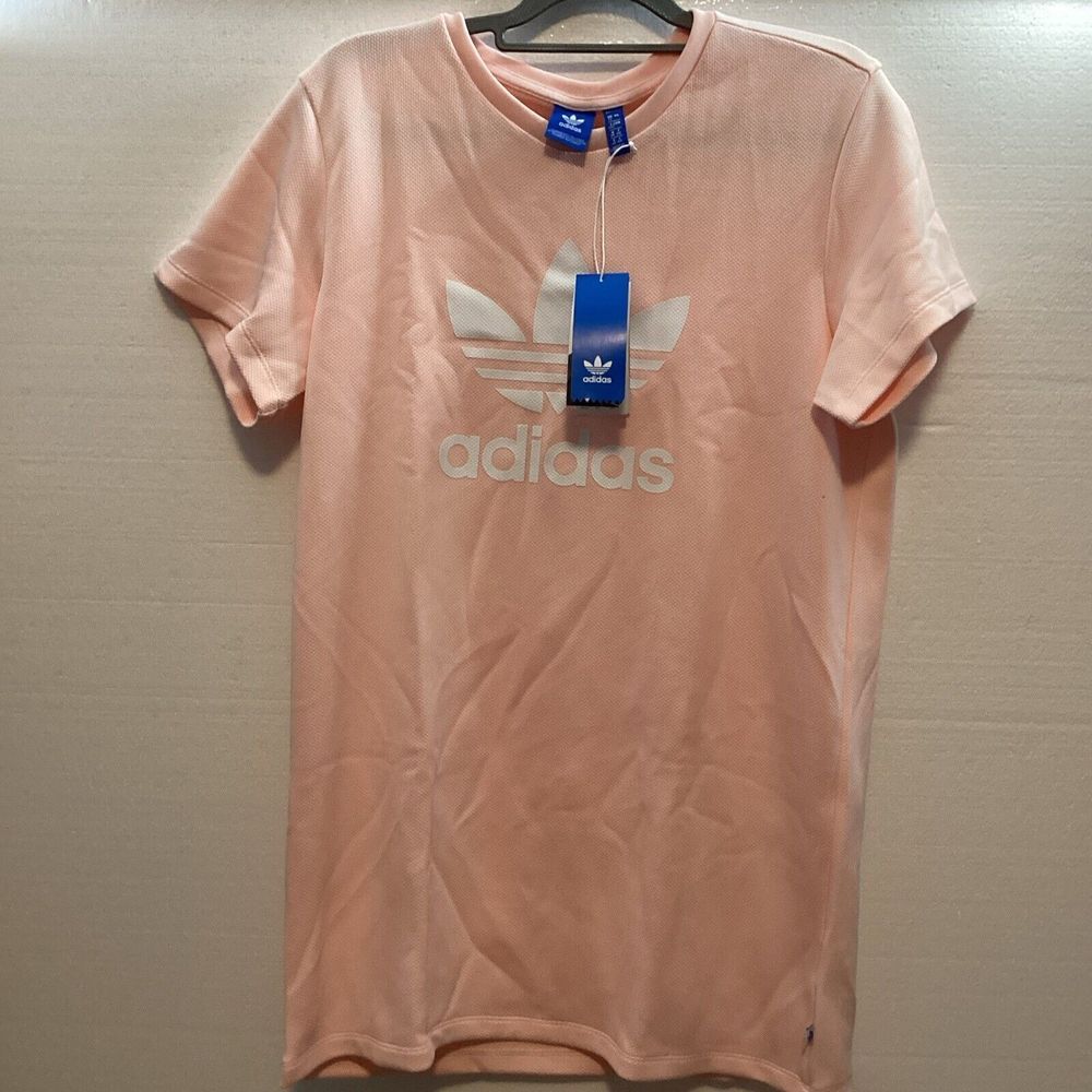Adidas‎ Womens TRF Tee Dress Size 8 Pink Trefoil Logo Mini Short Sleeves #58300